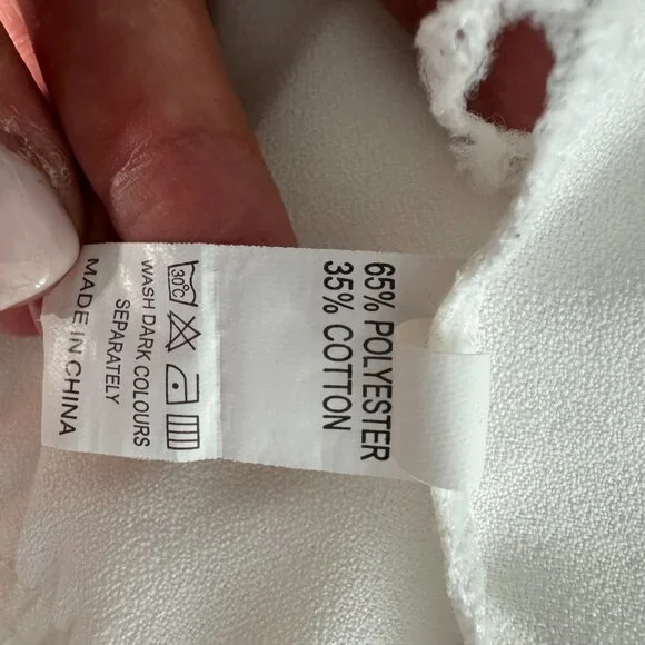 White Babydoll Fitted Bodice Flowy Skirt Bow Closure Dress - XS/S - Picture 8 of 8